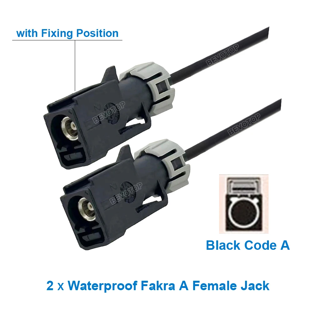 1PCS Waterproof Fakra Cable Black Fakra A Female to Female Jack with Fixing Auto Camera Vedio Line Fakra Jumper RG174 Pigtail