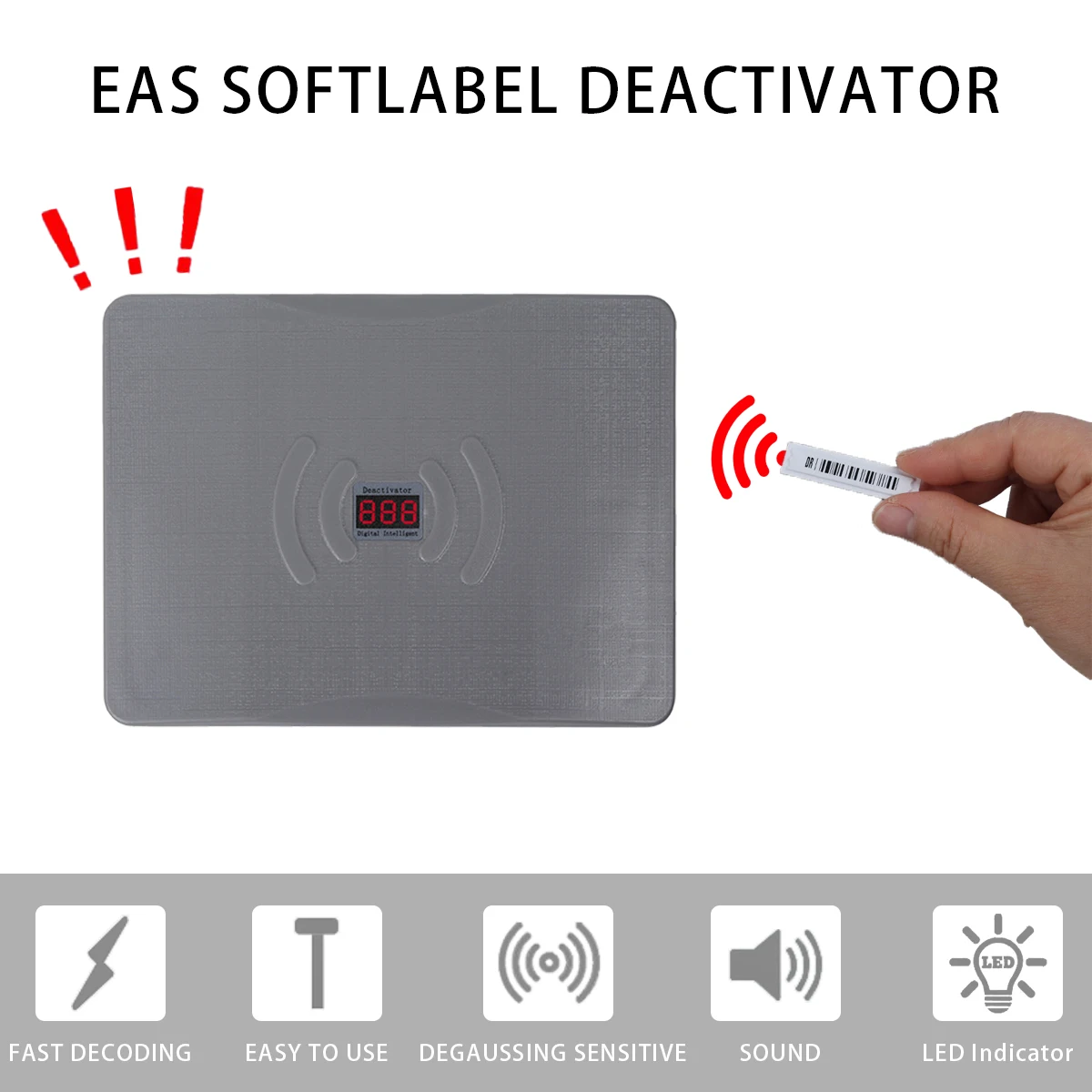 AM58 Khz DR Soft Label Deactivator W/ Sound Light Alarm  Retail Anti-Shoplifting System EAS Checkpoint Alarms