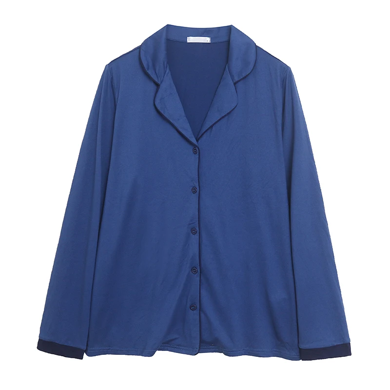

Soft Pure Color Spring Season Comfortable Long Sleeve Loose Fit Single Button Home Clothes Sleepwear Casual Home Style