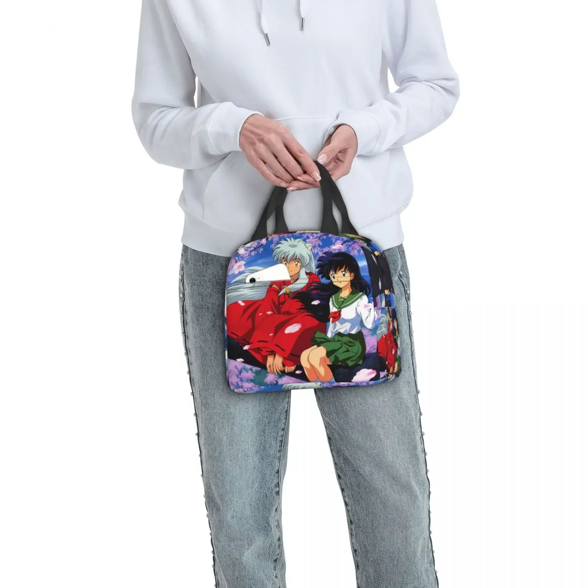 Demon Anime Inuyasha Kagome Higurashi Insulated Lunch Bag Resuable Cooler Thermal Bento Box For Women Children School Food Bags