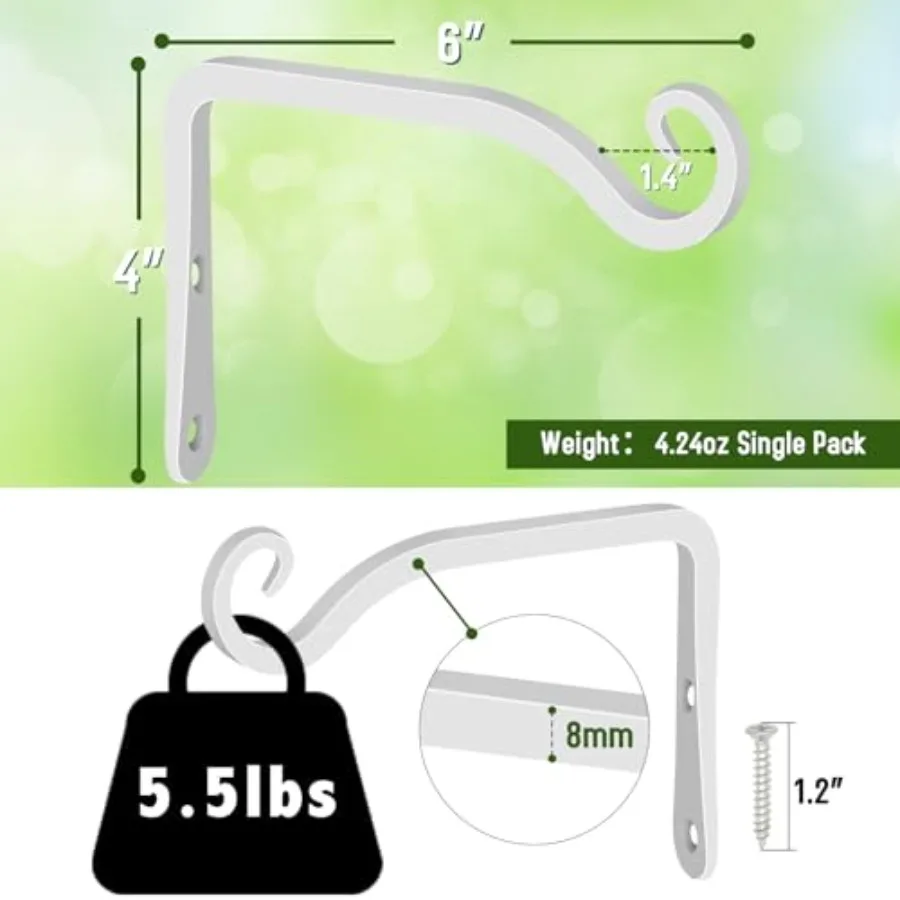 Hand-Forged Hanging Plant Bracket Iron Wall Hook for Hanging Plant, Bird Feeders, Wind Chimes, Flower Baskets, Lanterns, Yoga M