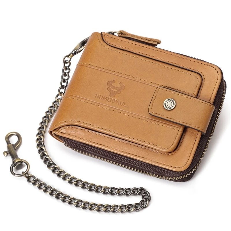 Cartera compacta para hombre con monedero con cremallera, monedero elegante y funcional, bolsillos para cambio