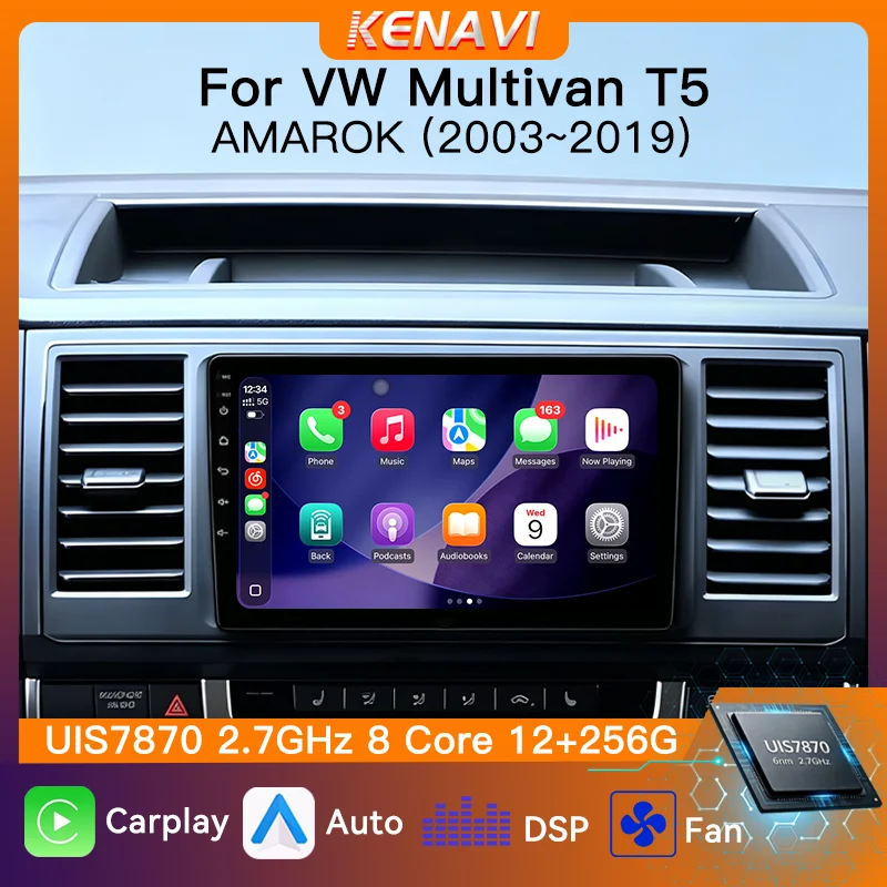 UIS7870 Car Stereo Radio Wireless Carplay Android Auto For VW Multivan T5 AMAROK 2003‑2019 GPS Multimedia Player AM FM Head Unit