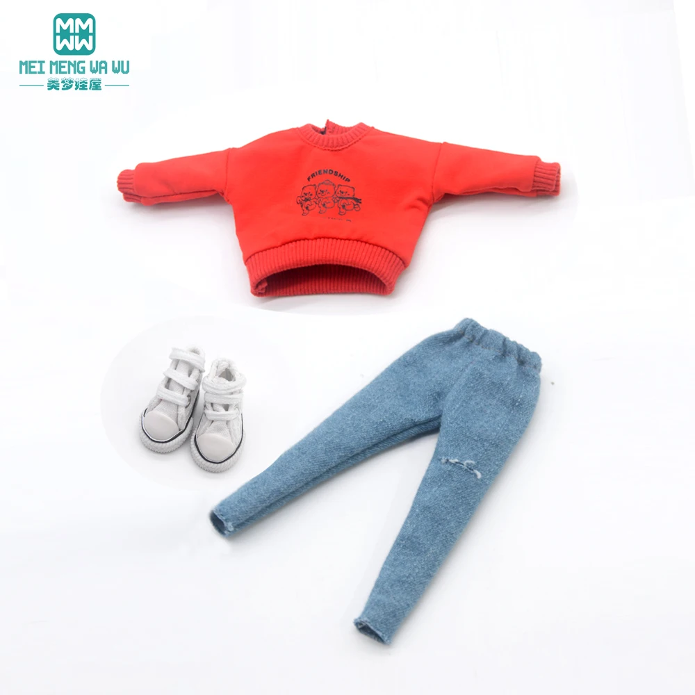 meimengwawu Kleidung für Puppen, dreiteiliges modisches Pullover-Set, passend für Blyth Azone OB22 OB24 Puppenzubehör 7