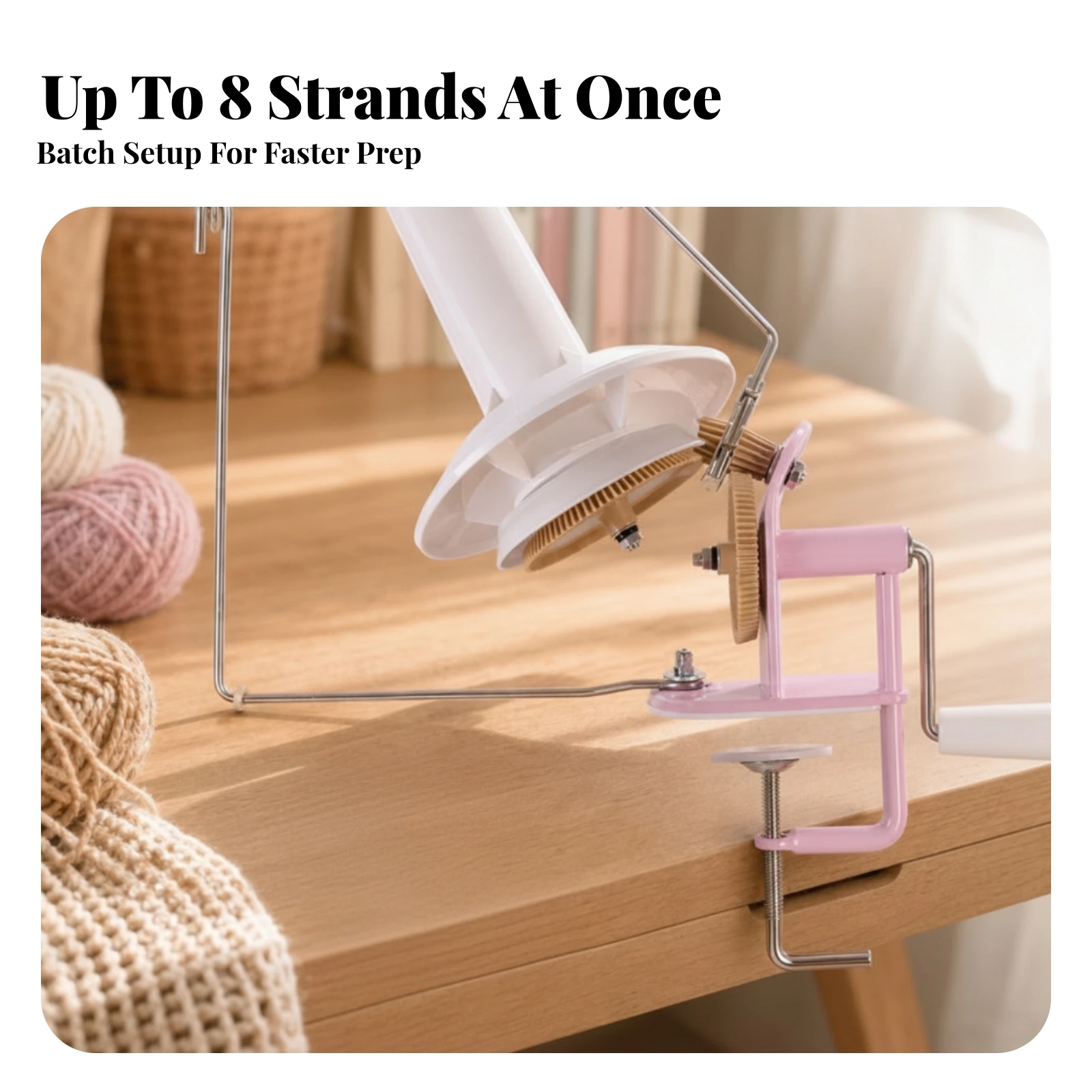 Yarn Winding Machine Clamp-on Yarn Winder with Stitch Markers Tool Manual Desktop for Knitters, Craft Tables, Hobby Rooms view 2