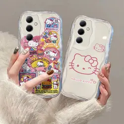 Sanrio Hello Kitty Tags 3D Wave Case For Samsung A73 A72 A71 A55 A54 A53 A35 A34 A33 A25 A24 A23 A15 A14 A13 A05 A04 4G 5G Cover