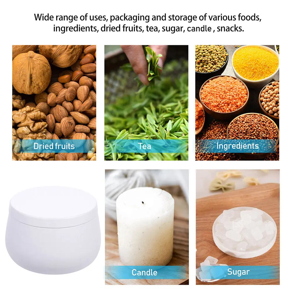 

12 Pcs White 4oz Round Sealed Tinplate Candy Tea Storage Jars for Snacks Candies Jewelry Crafts Packaging Gift ganizers Air