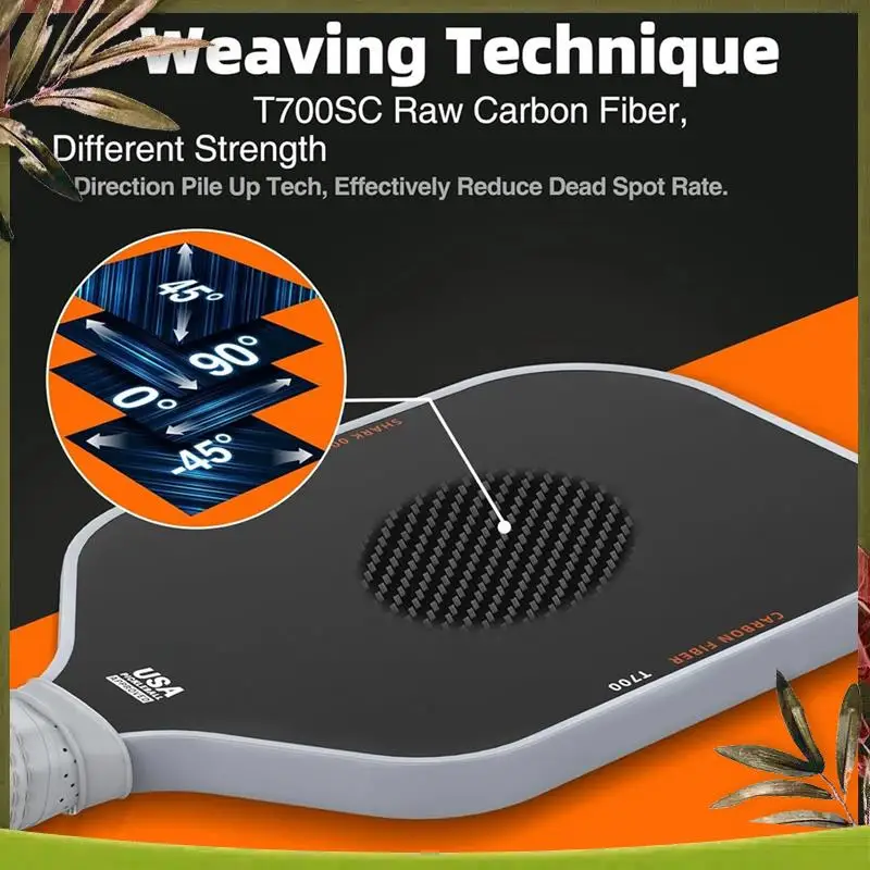 T700 Carbon Fiber Pickleball Paddle Surface 16MM PP Honeycomb Core Enhanced Power&Control Anti-Slip Hand Grip Paddle Multi-Purpo