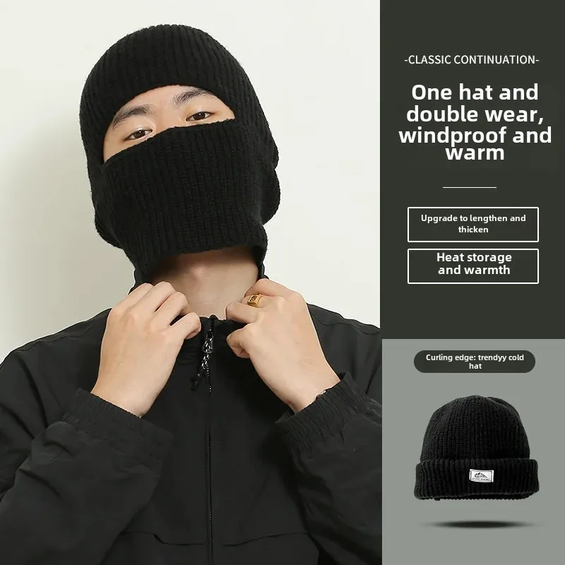 Balaclava Men's Ear Protection Windproof Face Mask Neck Protection Warmknit Cold Cap Motorcycle Helmet Style Accessories