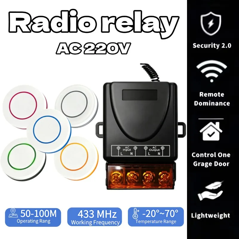 AC220V 433Mhz Remote Control Switch Hign Power On off Remote Control Transmitter for Water Pump Motor LED/Electric Appliance