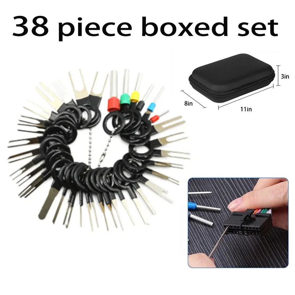 38pcs terminal disassembly tool, car terminal harness plug, unplug connector, crimp pin, return pin, disassembly tool set