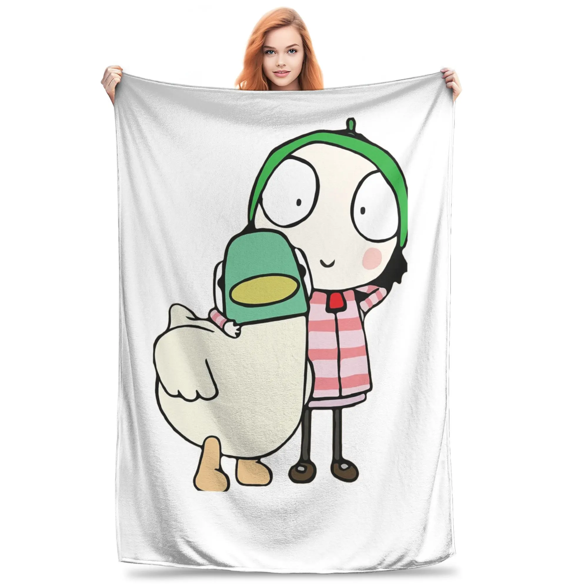 Sarah and Duck having fun Blanket Soft Warm Flannel Throw Blanket Plush for Bed Living room Picnic Travel Home Sofa