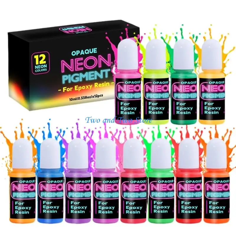 

HX6F Glowing Resin Dye 12 Fluorescent Colors Crafting Art Jewelry Set for Jewelry