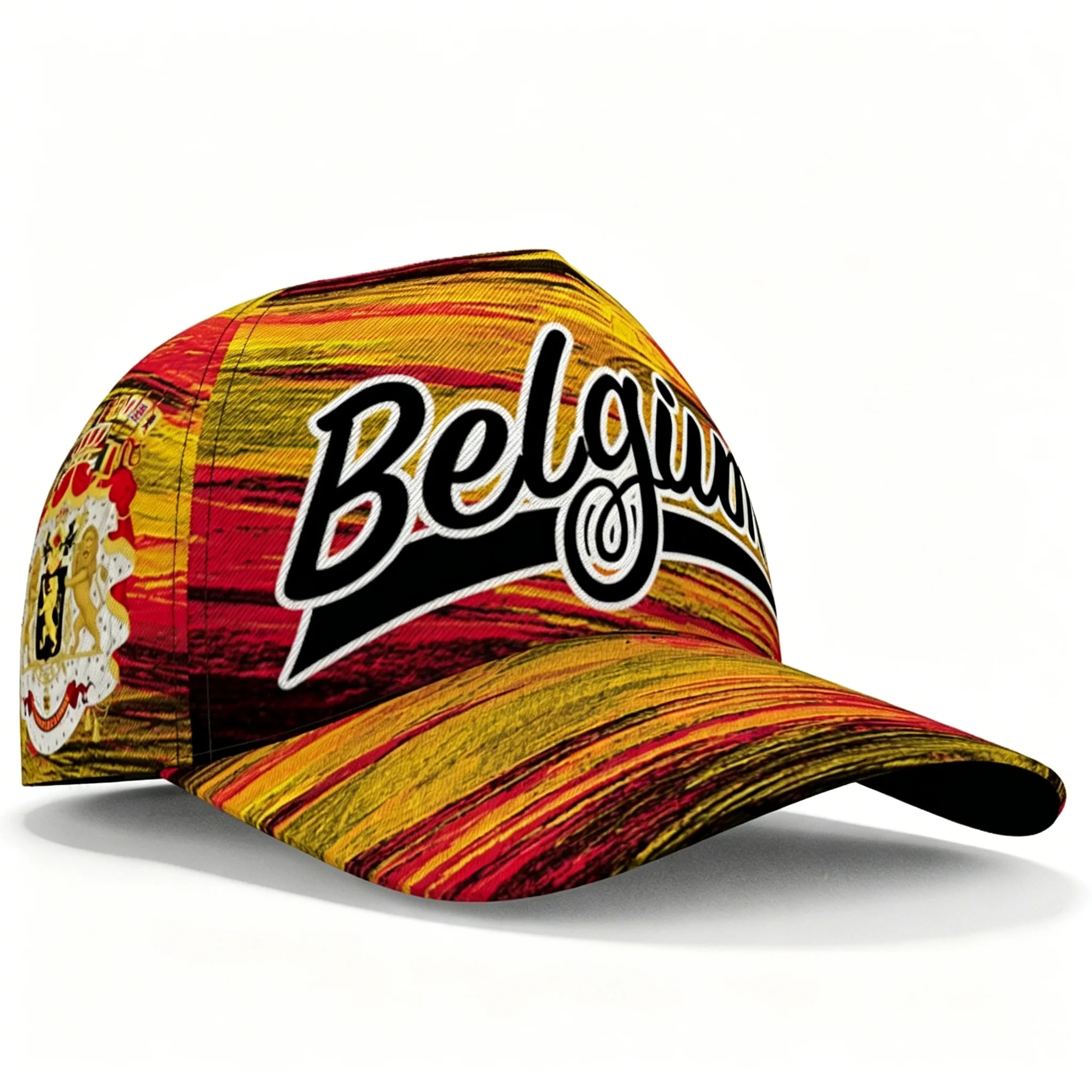Belgium National Flag Letter Print Baseball Cap Adjustable Lightweight Snapback Outdoor Casual Football Sports Fan Sun Hat view 2