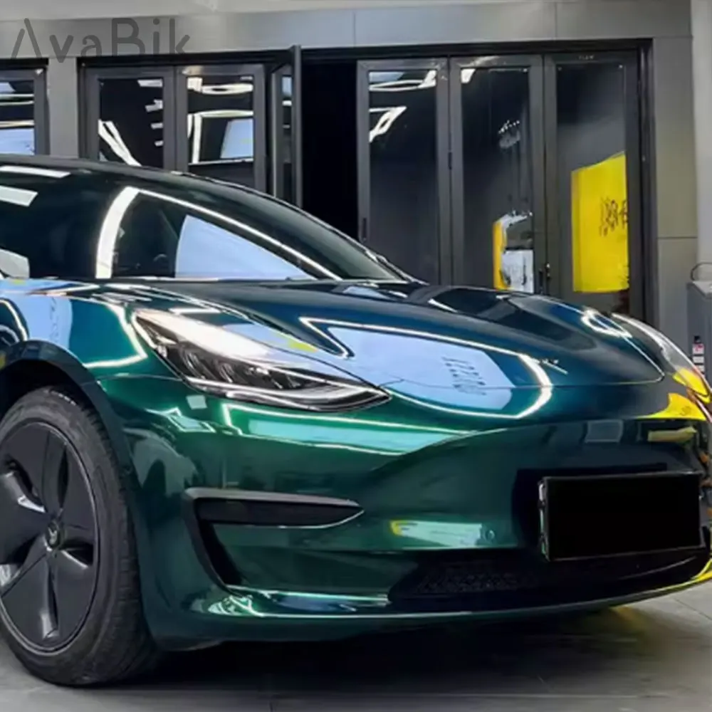 

pet Midnight Green Vinyl Car Wrap Film Anti-scratch With Air Release Initial Low Tack Glue Quality Gurora Green Auto Stickers