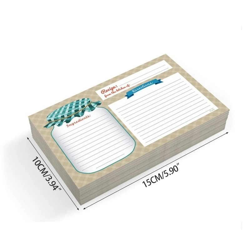 20cb criativo receita cartão duplo-face cozinha receita cartões de nota grosso não-papel de borrão para o chá de panela de casamento 10 pçs