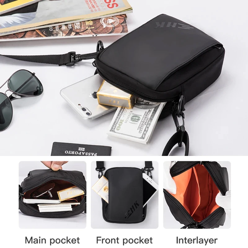 Obrázek 5: HK ležérní crossbody brašna pánské bedra brašna malý závěs komora brašna vodotěsný náprsní taška telefon pouch cestovní denně messenge brašna pro muži