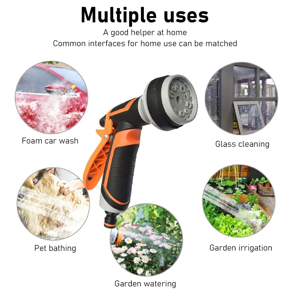 ABS,Rubber Garden Hose Nozzle Black and Orange Adjustable Water Spray Nozzle 10 Modes Comfortable Handle Hose Nozzle Sprayer