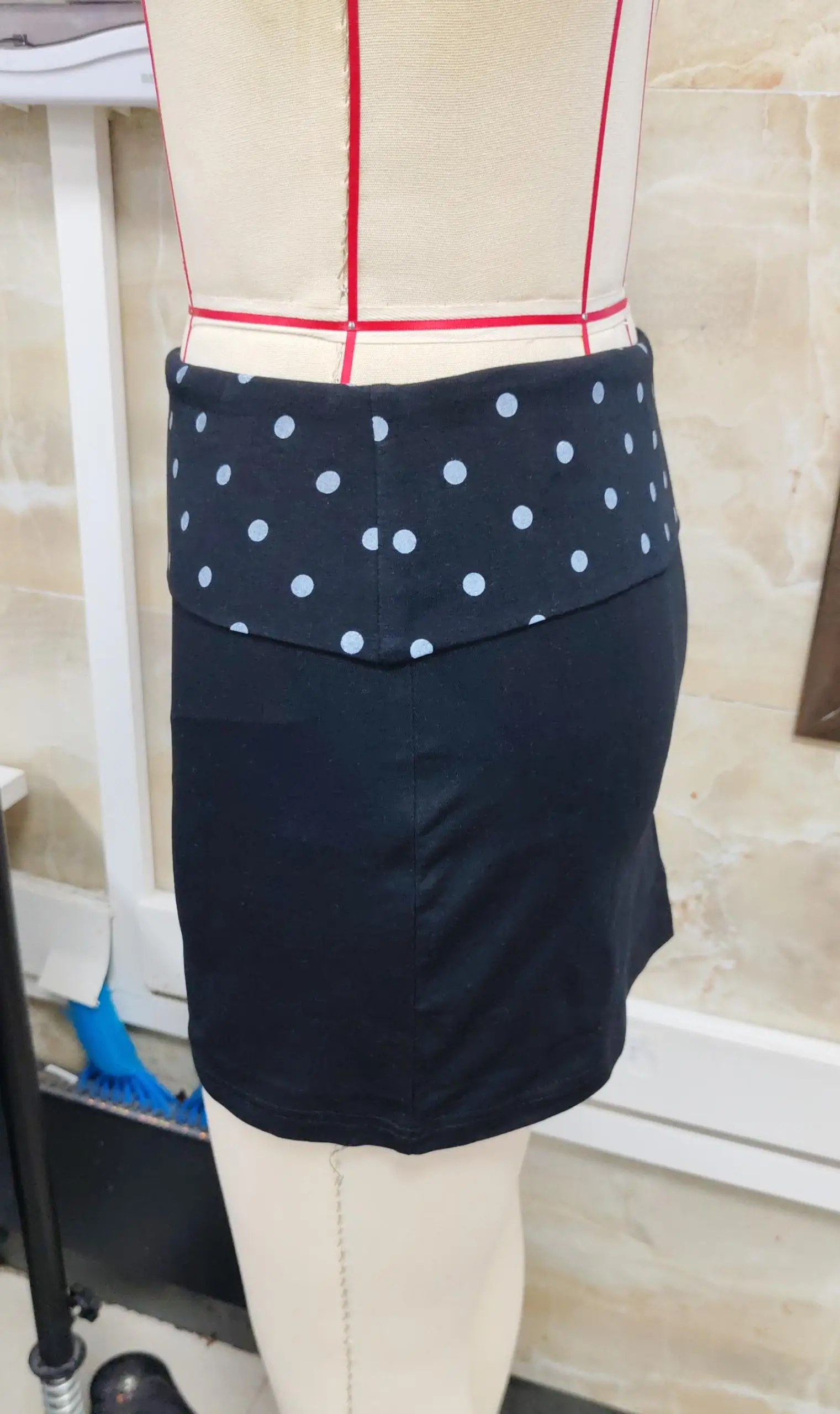 Minigonna patchwork a pois da donna Gonne slim fit casual alla moda in vita elastica estiva