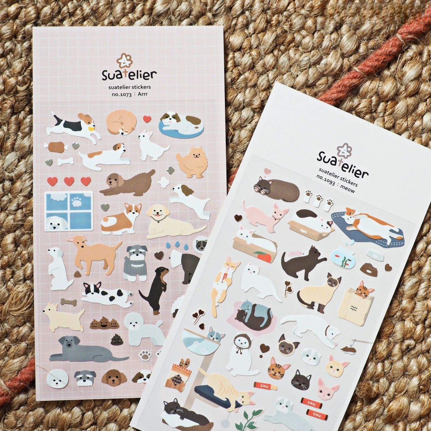 Korean Import Suatelier Cartoon Puppy Cats Meow Stickers Decorative Stationery Stickers Scrapbooking DIY Journal School Sticker