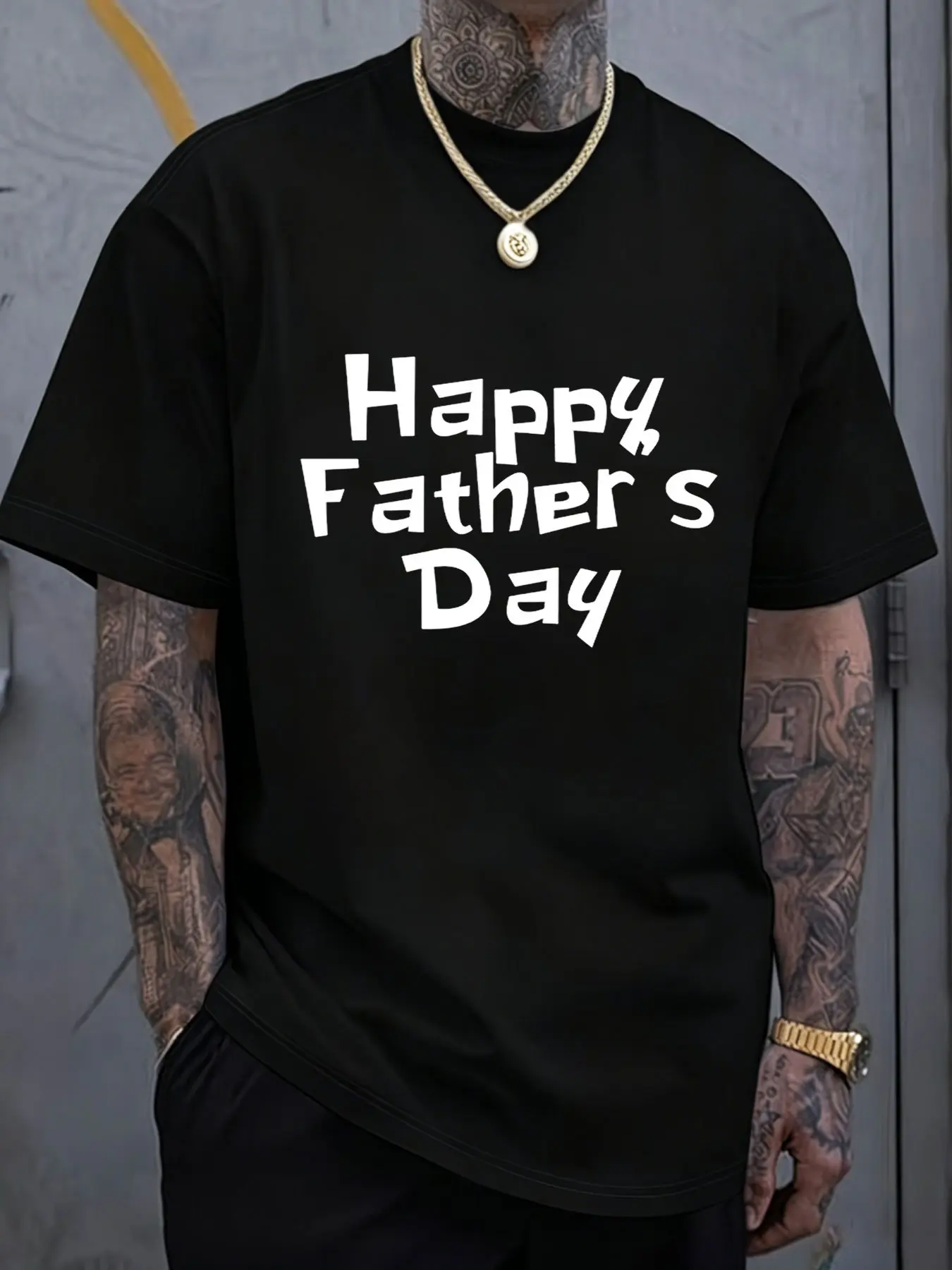 Mens Short Sleeve Crew Neck Tee Happy Father S Day Graphic Print Summer Holiday Casual Breathable Loose Male Daily Street Tops