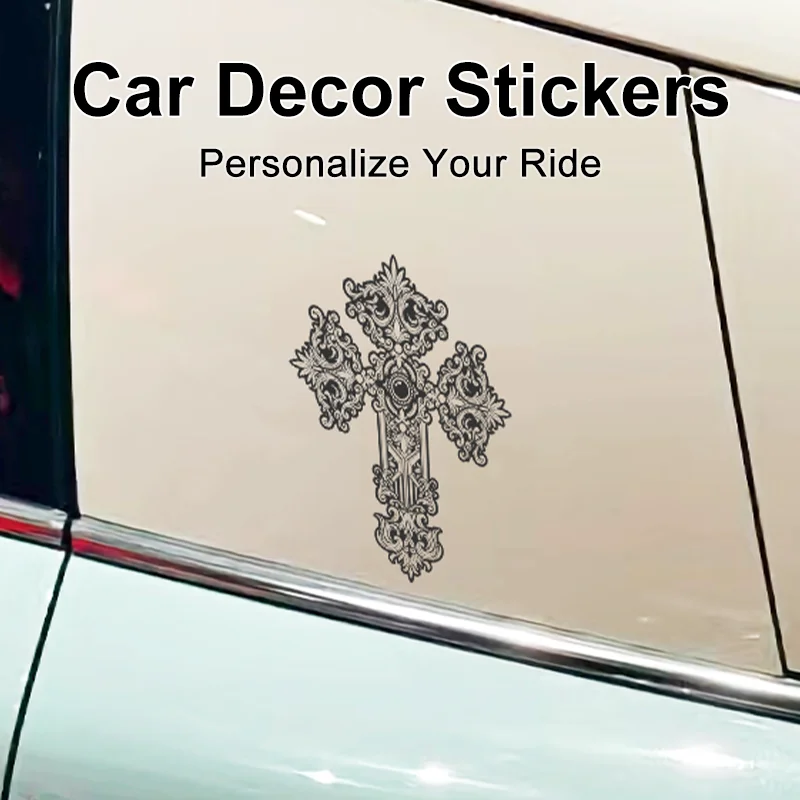 European Vintage Cross Symbol Car Sticker Creative Decal for Car Body Side Window Helmet Scratch Hiding Auto Sticker