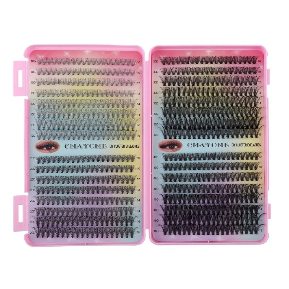 New Bond and Seal False Eyelashes 10-16mm 5D Fluffy Cluster Lashes Kit Mixed Tray Natural Look Faux Mink Lashes Makeup Tool view 5