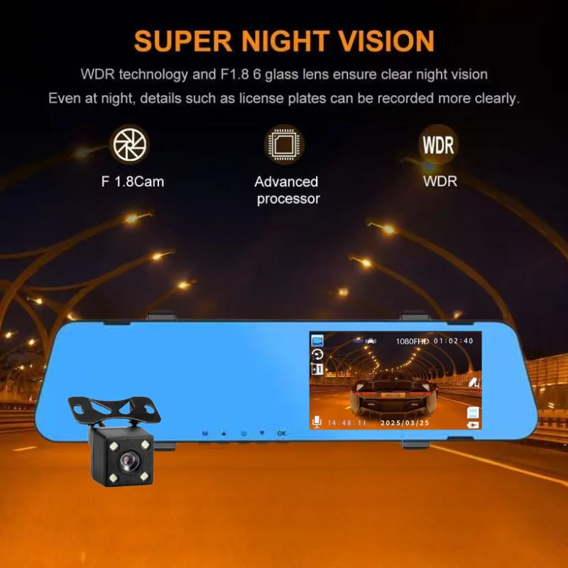 

Цифровой видеорегистратор Full HD 1080P с GPS-записью фотографий, видео и аудио, реверсивное изображение, автомобильная видеорегистратор