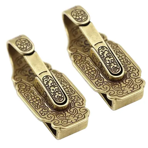 2PCS/Set Brass Gate Buckle Creative Metal Men's Waist Hanging Practical Keychain Vintage Belt Buckle Old Bronze