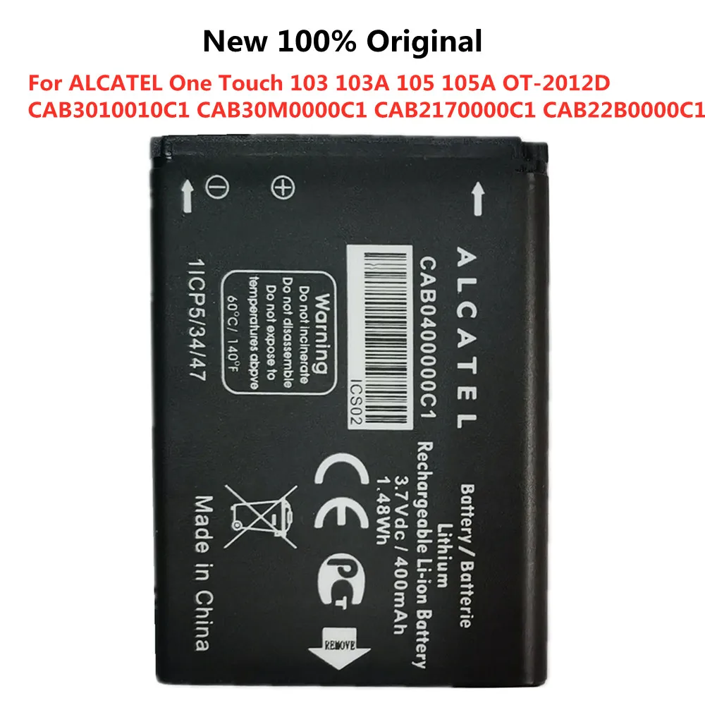 

CAB0400000C1 Battery For ALCATEL One Touch 103 103A 105 105A OT-2012D CAB3010010C1 CAB30M0000C1 CAB2170000C1 CAB22B0000C1