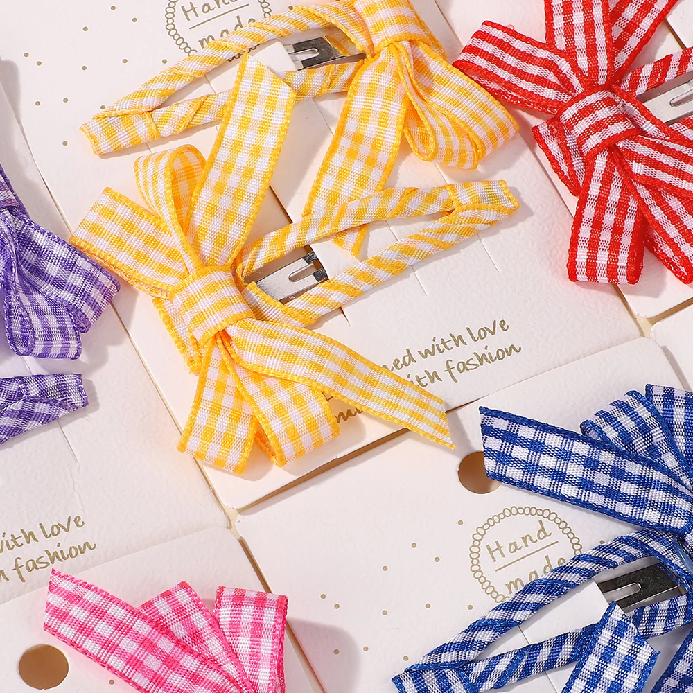 

2Pcs/set Cute Double Layer Plaid Bows Hair Clip for Baby Girls Sweet Bangs Hairgripes Headdress Hair Accessories Christmas Gift
