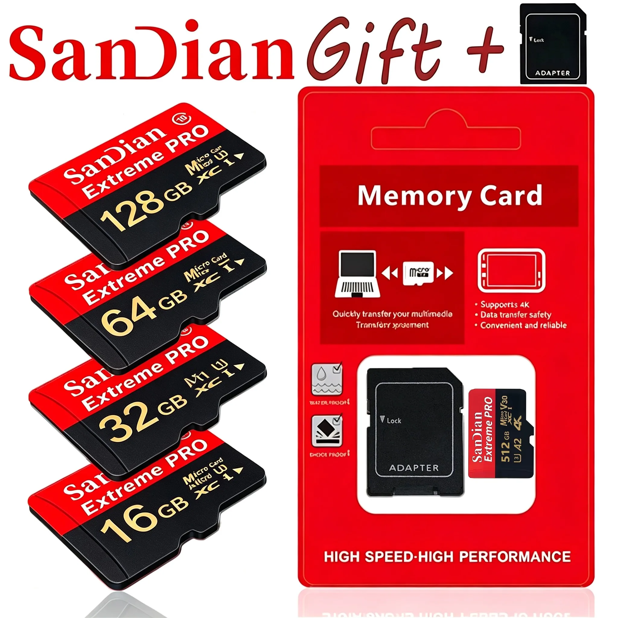 32GB 64GB 128GB 256GB Portable SD Cards Micro TF SD Card Memory Card TF Cards C10 for Drone/VR Headset/PC Mac/Baby Monitor