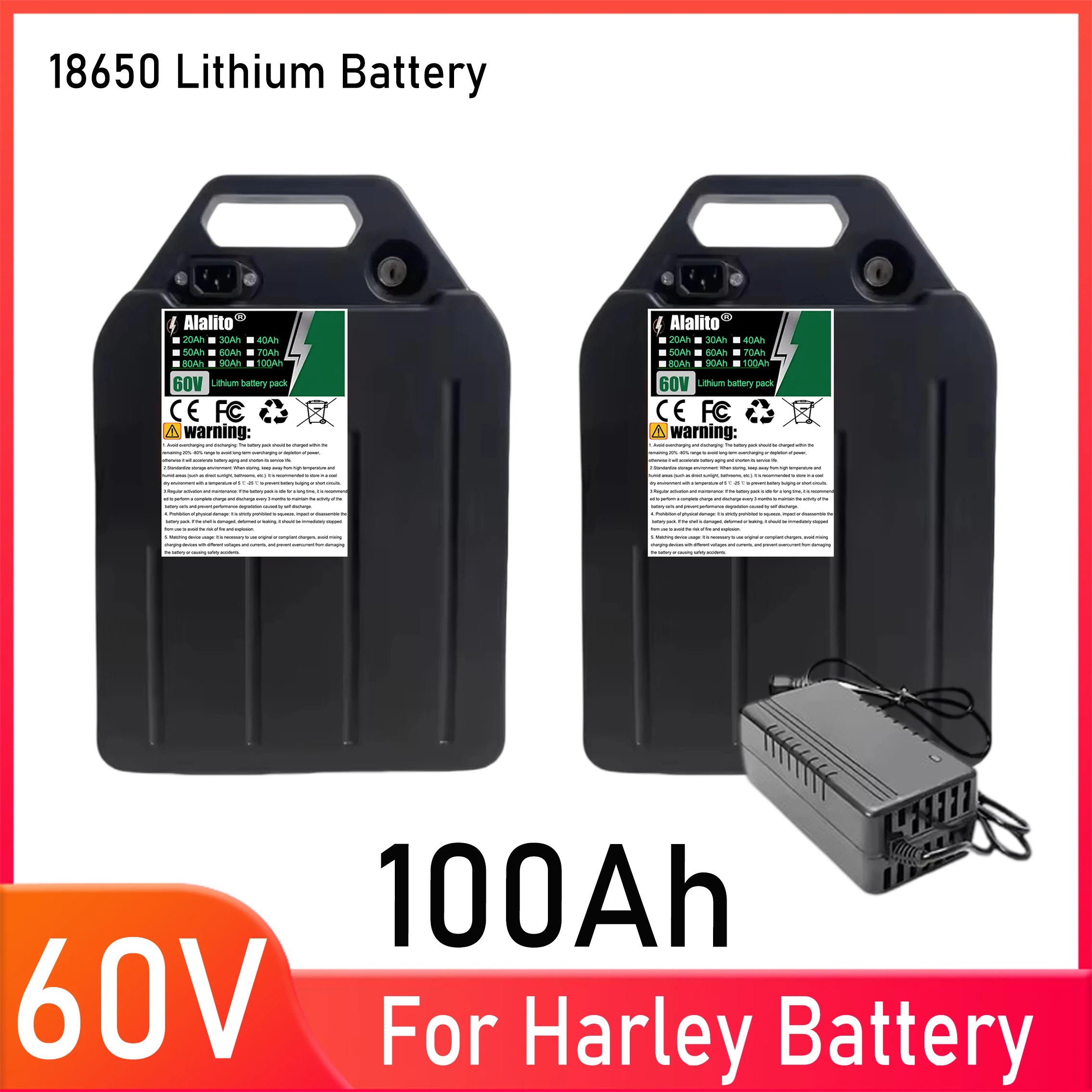 Electric vehicle lithium battery 60V 20Ah 50Ah 1500W for Harley two wheel foldable Citycoco electric scooter