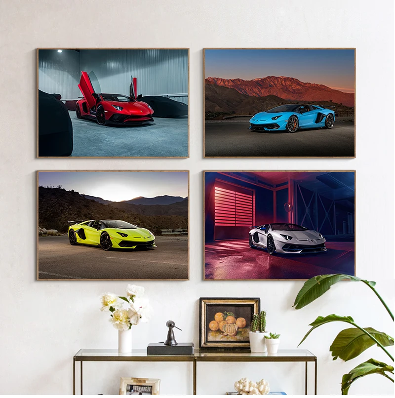 2020 Lamborghini Aventador Roadster Art Poster Wall Art Wall Picture Canvas Painting Home Decor 30X45cm 40X60cm 50X75cm