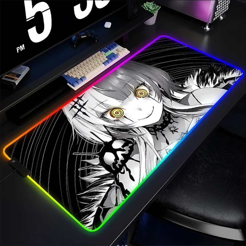 

RGB Mouse Pad Anime Gaming Accessories Cute Mousepad Gamer LED PC Computer Shiori Novella Keyboard Pad Hololive Desk Mat Varmilo