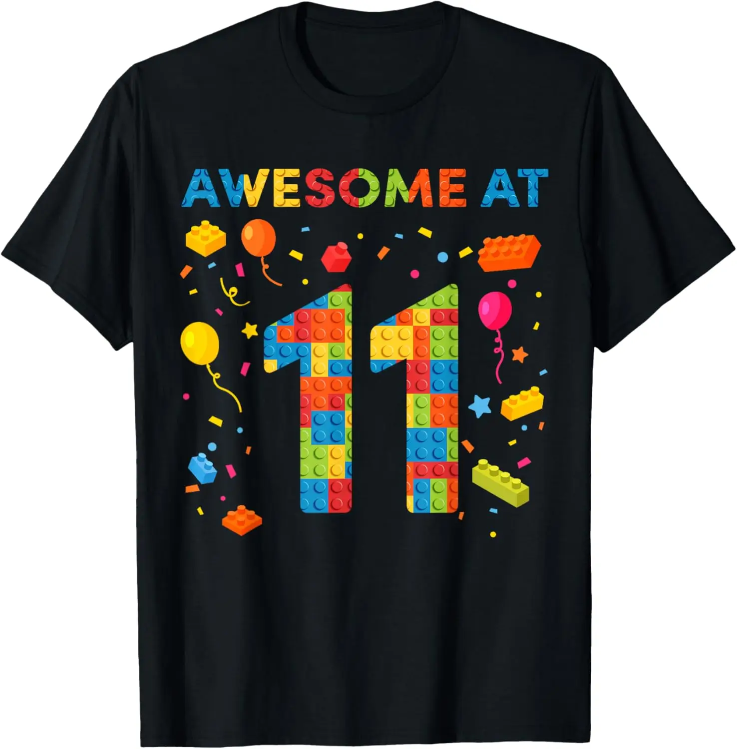 

11 Year Old Building Blocks Birthday Boy 11 T-Shirt