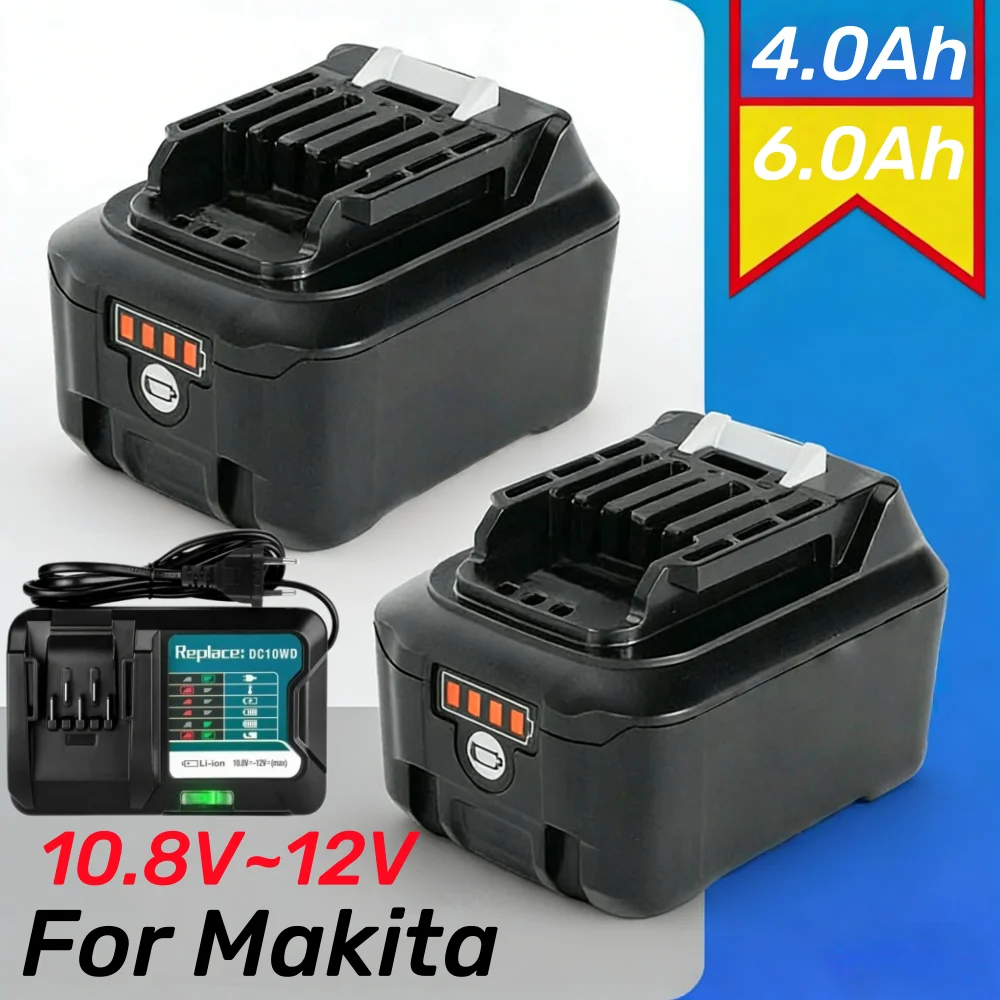 

10.8V 12V Max 6000mAh Li-ion Power Tools Rechargeable Battery and Charger for Makita BL1040 BL1040B BL1020B BL1041 BL1016 BL1021