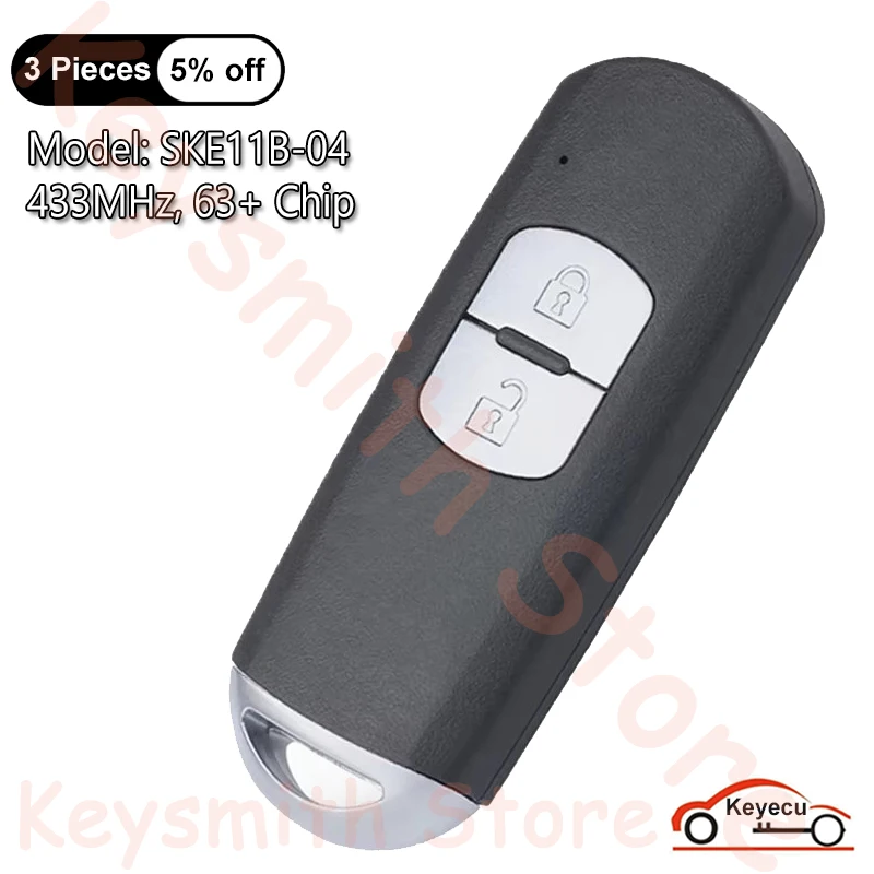 KEYECU 2 Buttons 433MHz 63 Chip for Mazda CX-9 CX-7 MX-5 MIATA 2010 2011 2012 2013 2014 2015 Auto Smart Remote Key Fob SKE11B-04