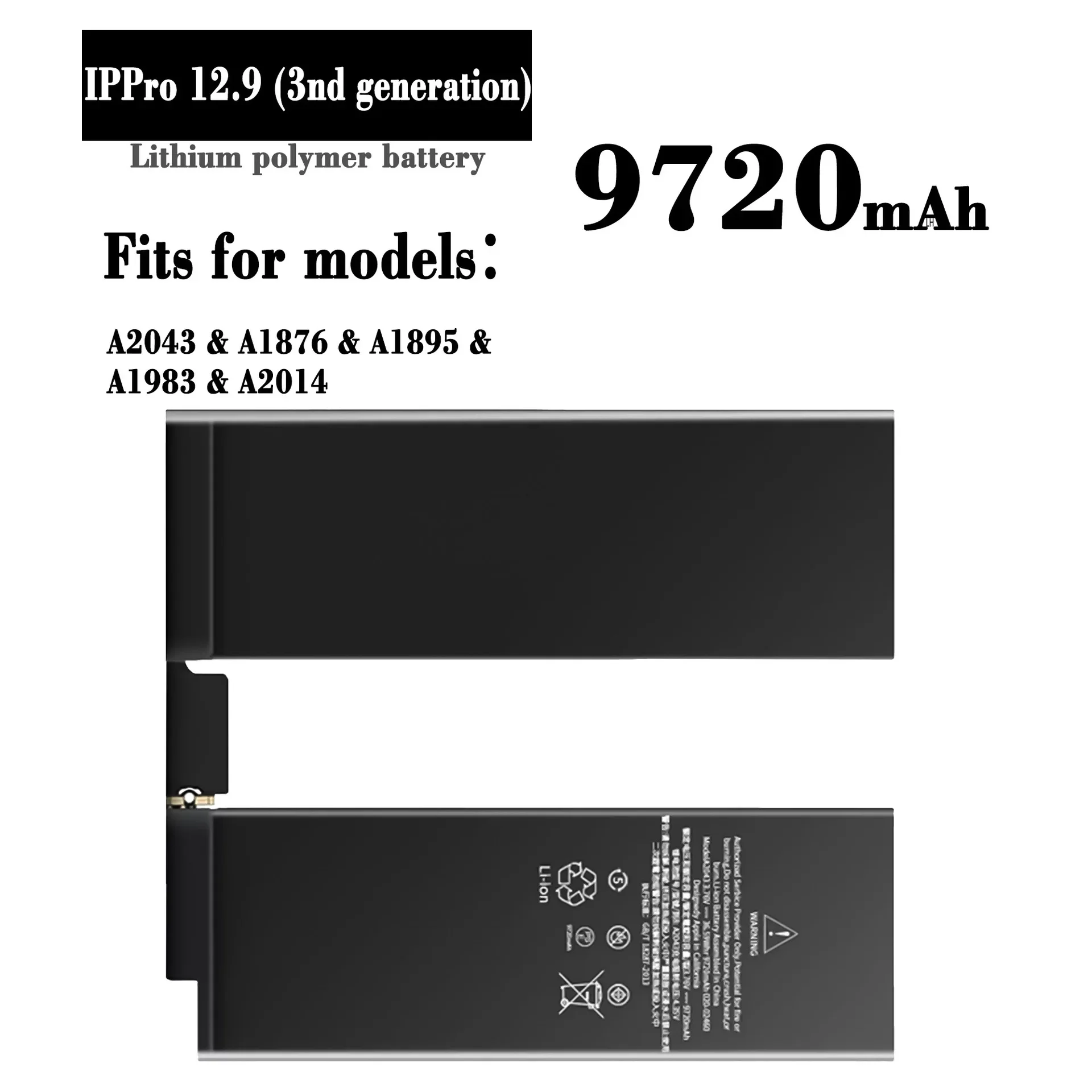 

Replacement Battery For APPLE IPad Pro 12.9 3rd Gen A2043 A1876 A1895 A1983 A2014 9720 MAh Tablet Batteries + Tools