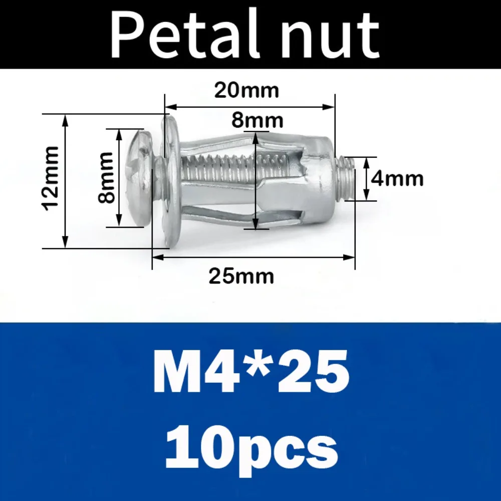 New Metal Rivet Nut M4 M5 M6 Hex Phillips Lock Nuts Petal Shape Car License Fixed Screw