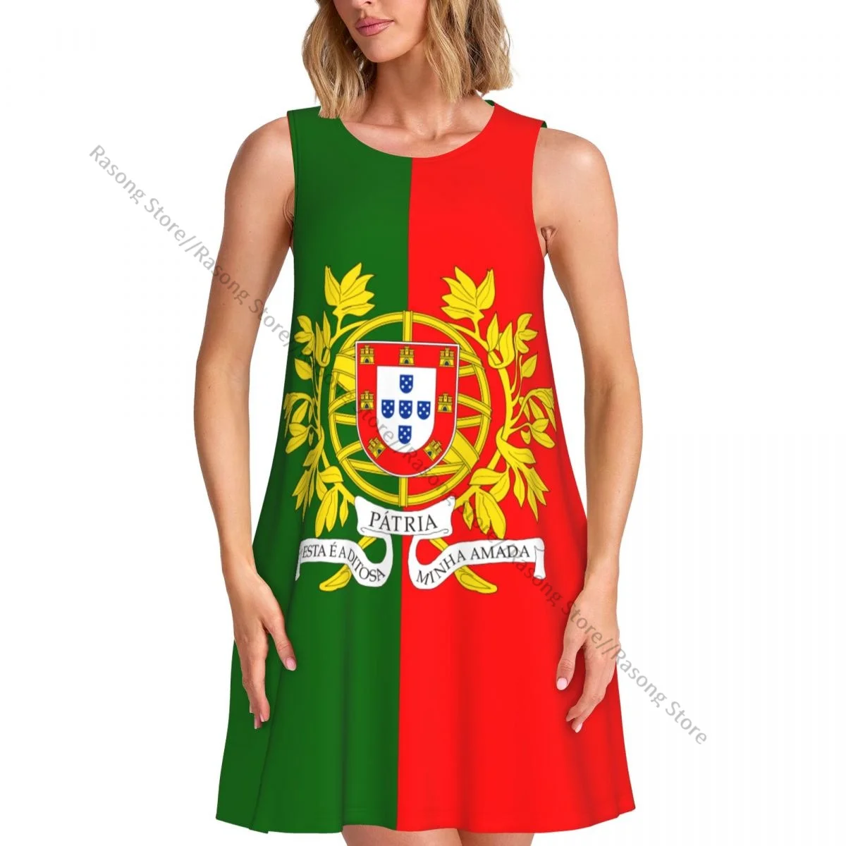 ชุดสตรีธงโปรตุเกสฤดูร้อน Casual T เสื้อชายหาดชุดถัง