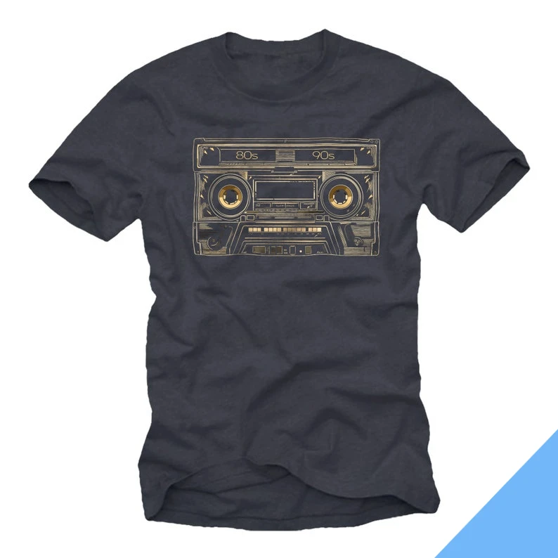 Men\'s T-Shirt 80s 90s Hip Hop Mixtape Vintage Moitv Tape Cassette Oldschool Music Gifts for Men Musicians Cotton Tee Funny Tops