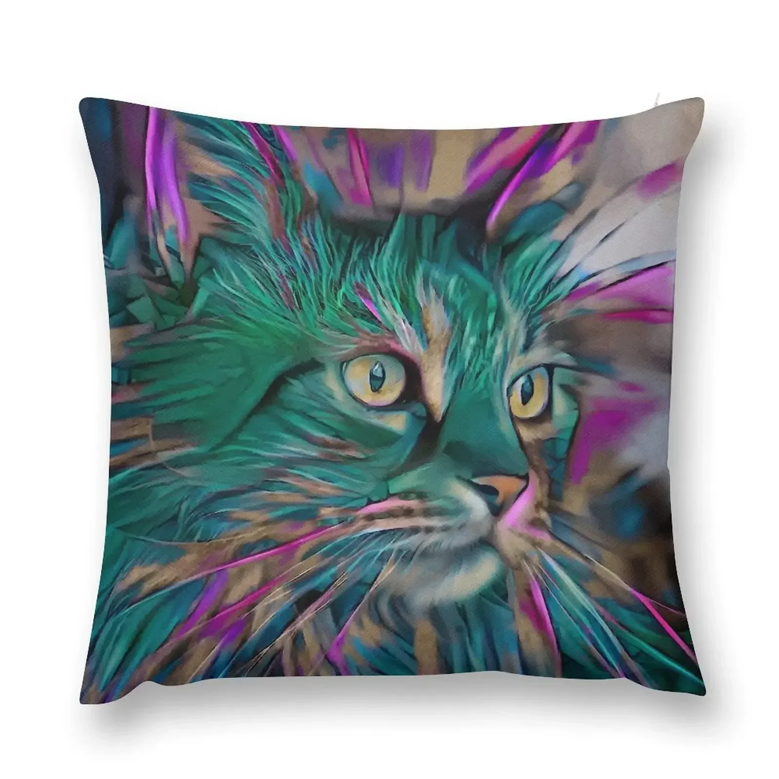 Mara verde, cat, chat, cat, lea roche paintings, kitty, kitten Throw Pillow Luxury Pillow Cover pillow