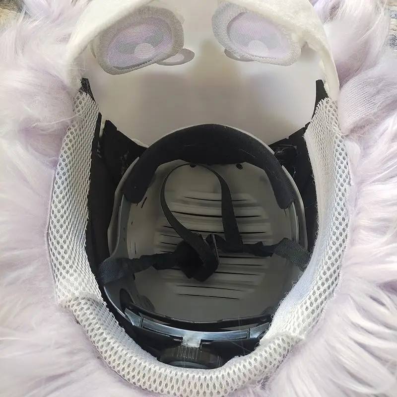Handmade Kig Fursuit Head, Cute Cat Kemono Mask, Anime Cosplay Full Head, Purple Hair Lolita Furry Costume for Furry Fans - view 5