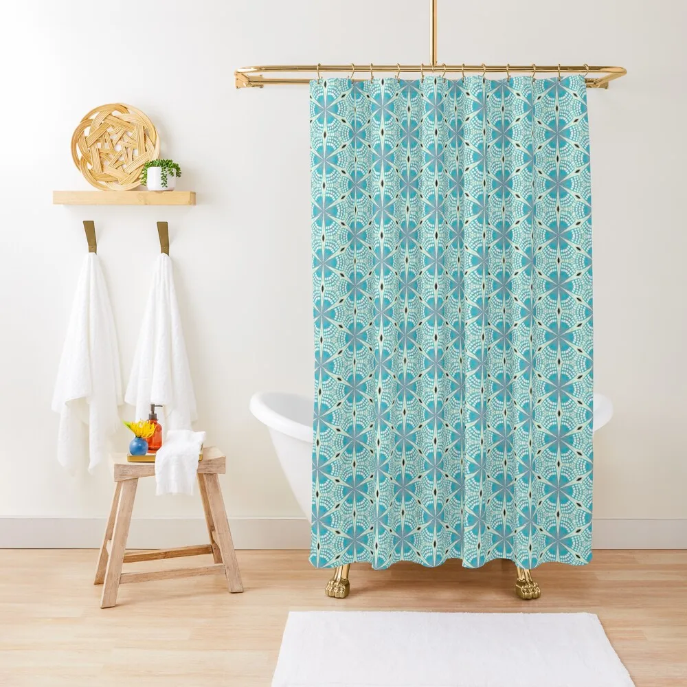 

Turquoise Stippling Design Shower Curtain Anime Shower Transparent Bathroom Shower Window Bathtub Curtain