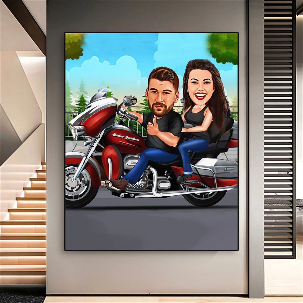 Personalized Cartoon Portrait Poster Custom Couple Portrait Picture Prints Men Women Birthday Gift Home Wall Canvas Painting