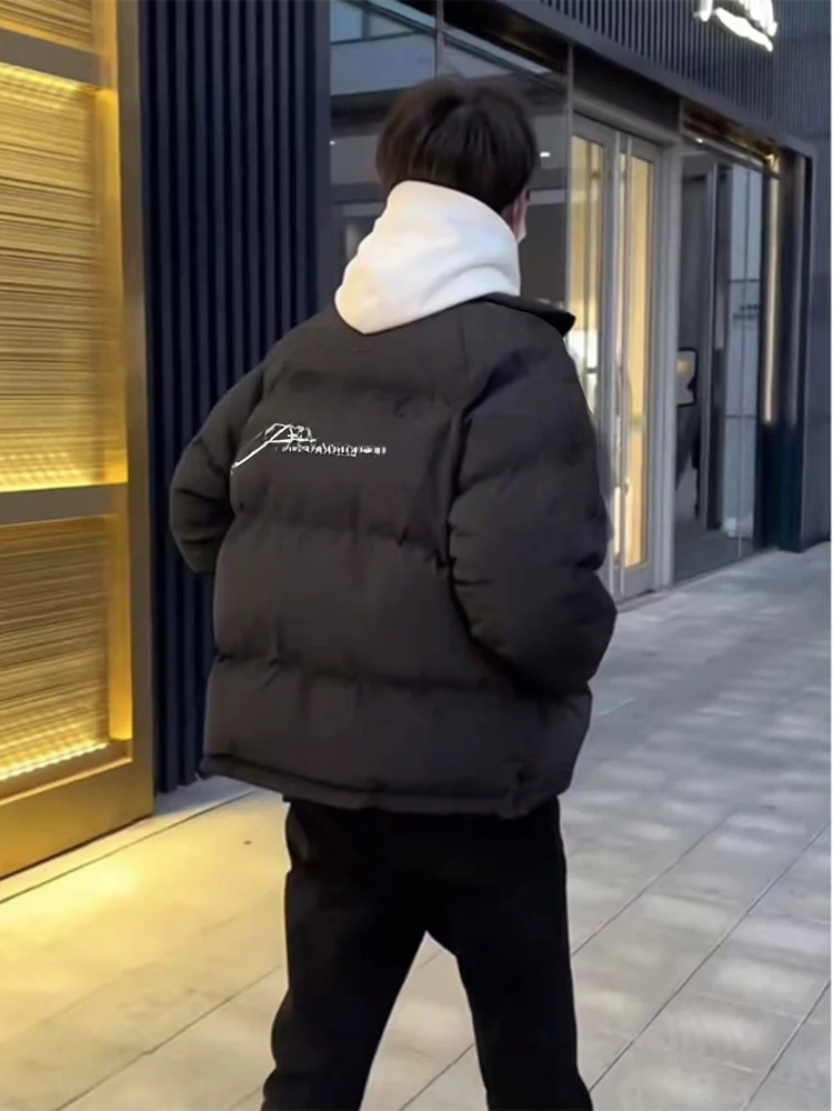 

Утепленная мужская зимняя куртка в американском уличном стиле из хлопка с воротником-стойкой, водонепроницаемая, для подростков