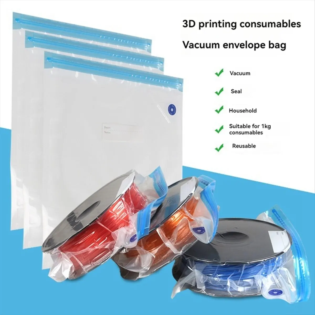✼3D Printer Vacuum Bag Filament Storage Bag Moisture Dustproof Sealed Bag for 3D Printing Supplies 3D Printer Parts B