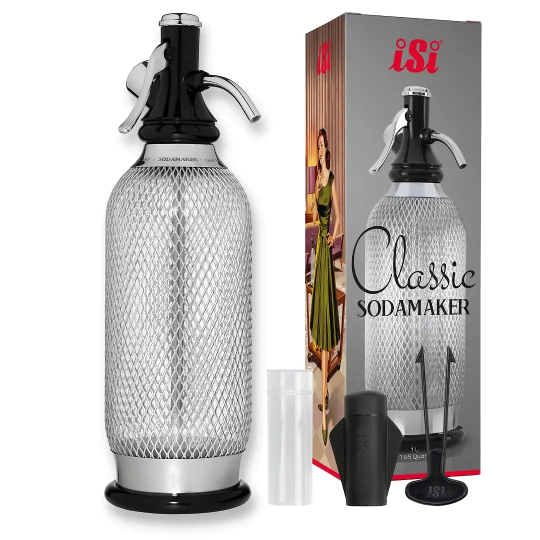 

1 Quart Stainless Steel Soda Maker for Sparkling Water, Fresh Beverages, Handcrafted Cocktails - Portable Carbonation System