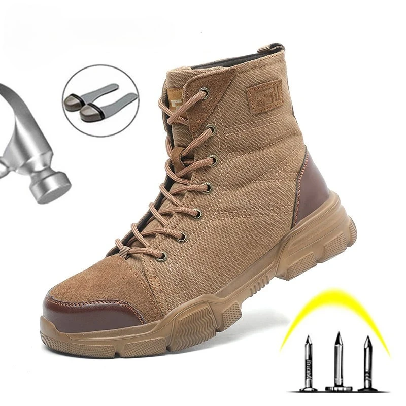

Steel Toe Boots for Men Work Boots Indestructible Work Shoes Desert Safety Boots Safety Shoes 36-48